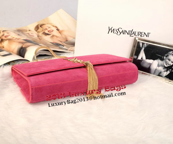 YSL Monogramme Cross-body Shoulder Bag Suede Leather Y311214 Rosy