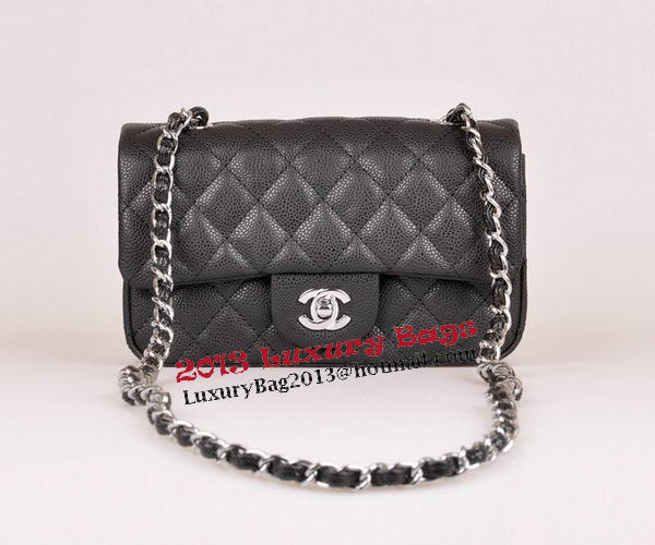 Chanel mini Classic Flap Bag Black Cannage Pattern 1117 Silver