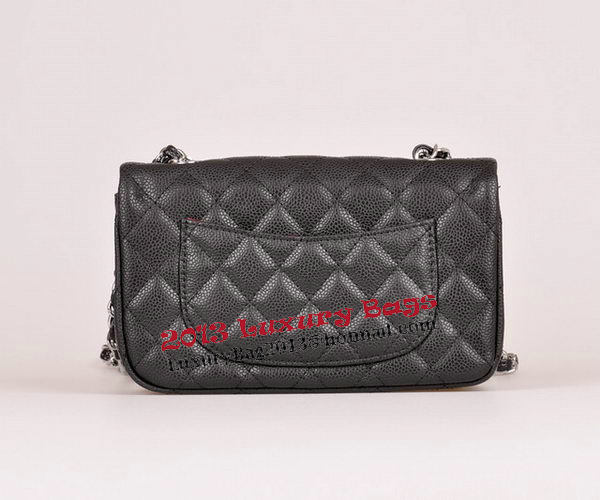 Chanel mini Classic Flap Bag Black Cannage Pattern 1117 Silver