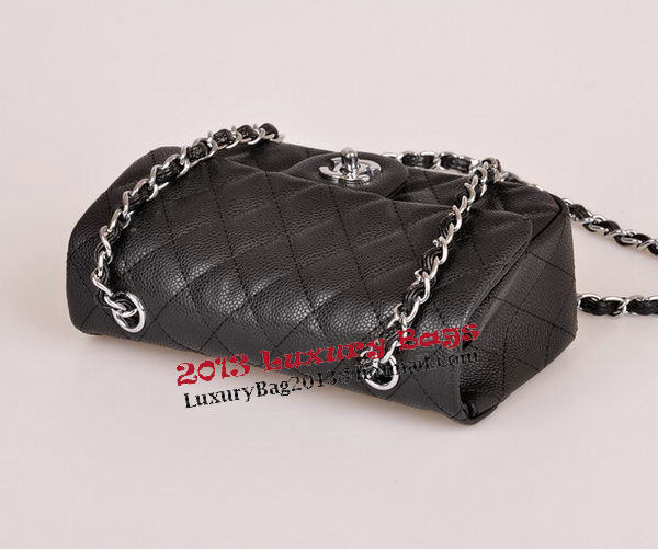 Chanel mini Classic Flap Bag Black Cannage Pattern 1117 Silver