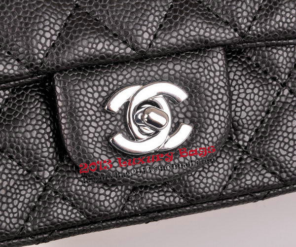 Chanel mini Classic Flap Bag Black Cannage Pattern 1117 Silver