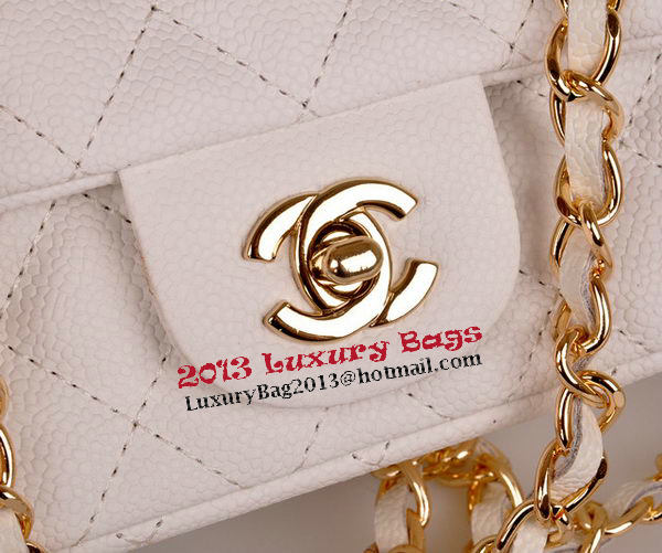 Chanel mini Classic Flap Bag White Cannage Pattern 1117 Gold