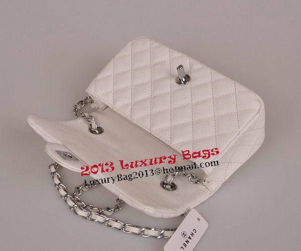 Chanel mini Classic Flap Bag White Cannage Pattern 1117 Silver