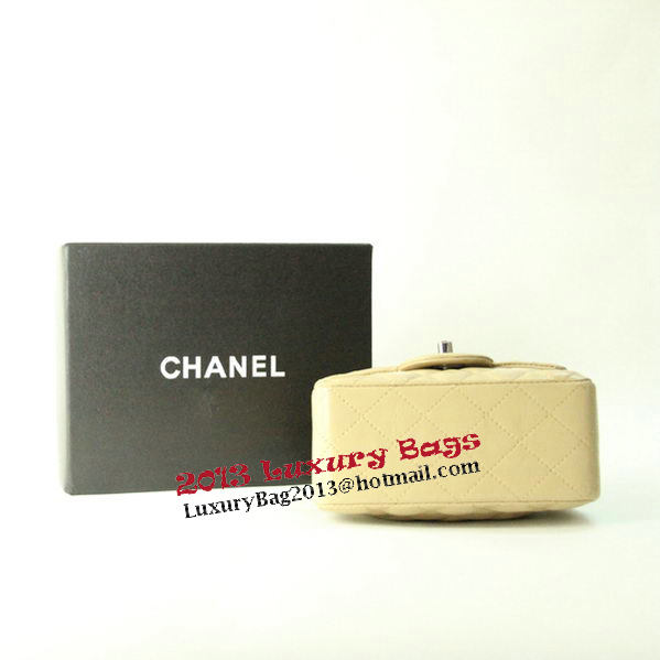 Chanel mini Classic Flap Bag Apricot Leather 1115 Silver Chain