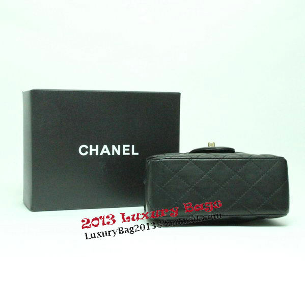 Chanel mini Classic Flap Bag Black Leather 1115 Gold Chain