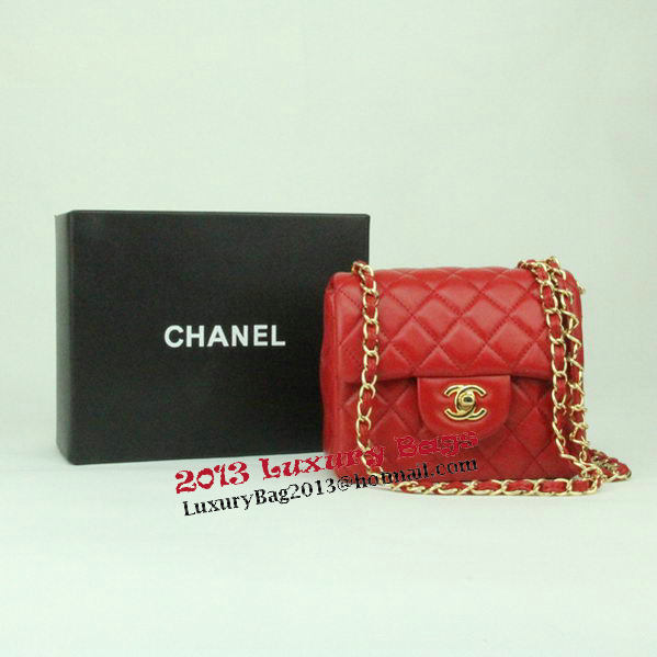 Chanel mini Classic Flap Bag Red Leather 1115 Gold Chain