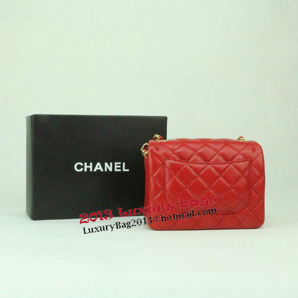 Chanel mini Classic Flap Bag Red Leather 1115 Gold Chain