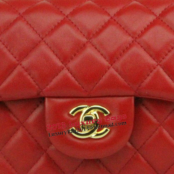 Chanel mini Classic Flap Bag Red Leather 1115 Gold Chain