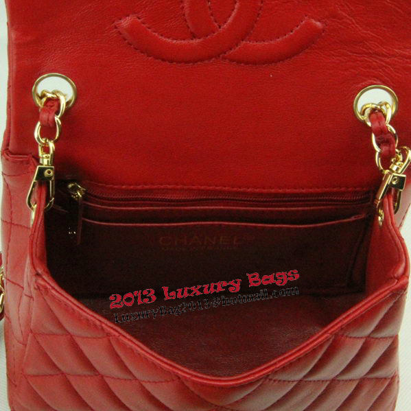 Chanel mini Classic Flap Bag Red Leather 1115 Gold Chain