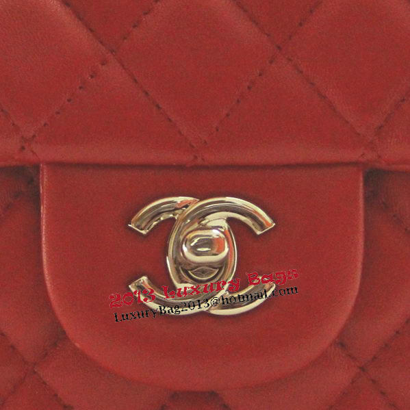 Chanel mini Classic Flap Bag Red Leather 1115 Silver Chain