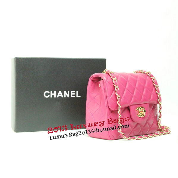 Chanel mini Classic Flap Bag Rose Leather 1115 Gold Chain