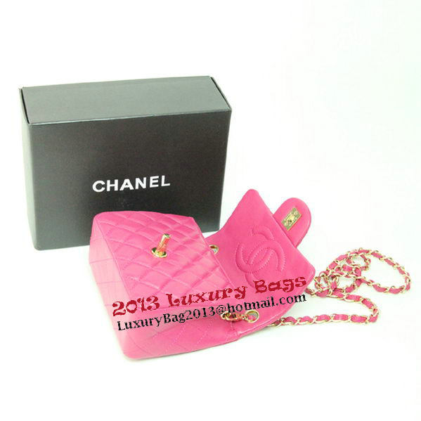 Chanel mini Classic Flap Bag Rose Leather 1115 Gold Chain