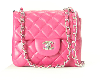 Chanel mini Classic Flap Bag Rose Leather 1115 Silver Chain