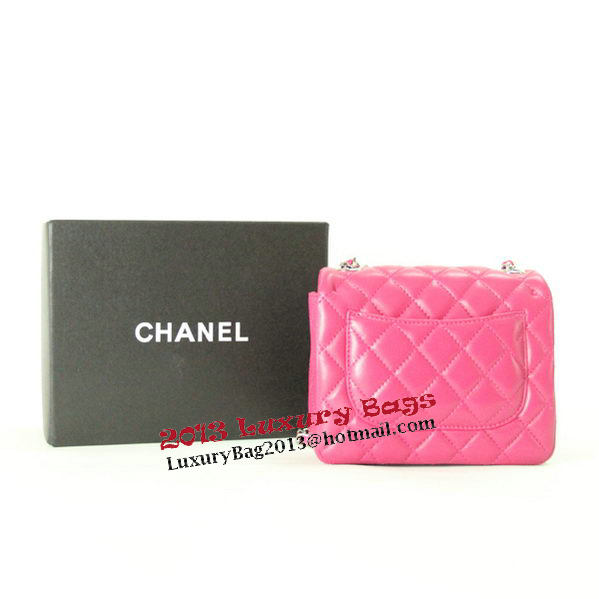 Chanel mini Classic Flap Bag Rose Leather 1115 Silver Chain