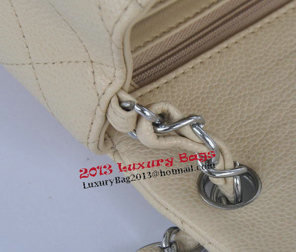 Chanel mini Classic Flap Bag Apricot Cannage Pattern 1115 Silver