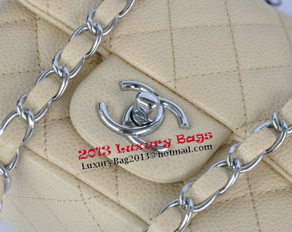 Chanel mini Classic Flap Bag Apricot Cannage Pattern 1115 Silver