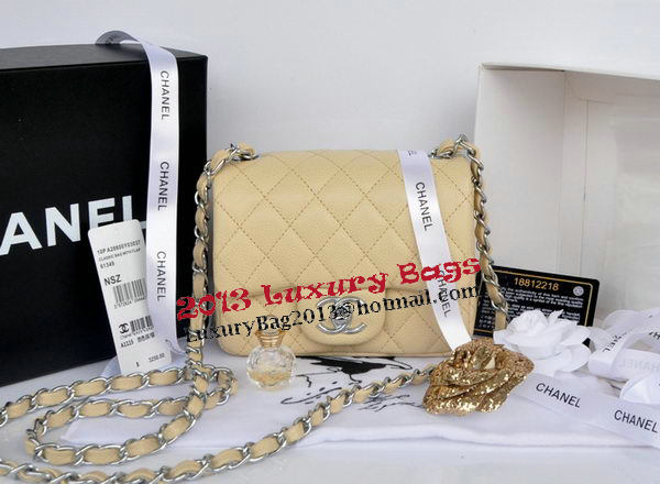 Chanel mini Classic Flap Bag Apricot Cannage Pattern 1115 Silver