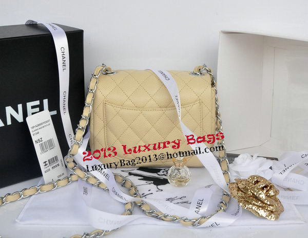 Chanel mini Classic Flap Bag Apricot Cannage Pattern 1115 Silver