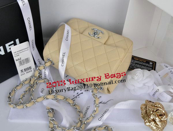 Chanel mini Classic Flap Bag Apricot Cannage Pattern 1115 Silver