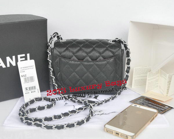 Chanel mini Classic Flap Bag Black Cannage Pattern 1115 Silver