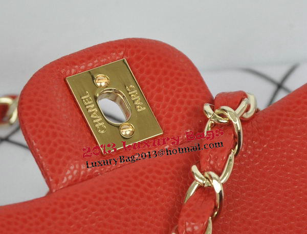 Chanel mini Classic Flap Bag Red Cannage Pattern 1115 Gold