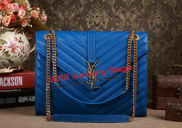 Saint Laurent Classic Monogramme Cannage Pattern Flap Bag Y5480 Blue