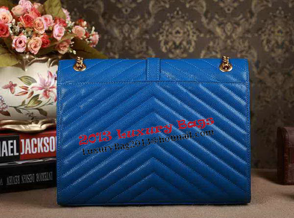 Saint Laurent Classic Monogramme Cannage Pattern Flap Bag Y5480 Blue