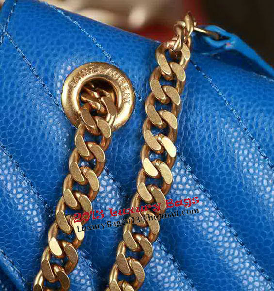 Saint Laurent Classic Monogramme Cannage Pattern Flap Bag Y5480 Blue