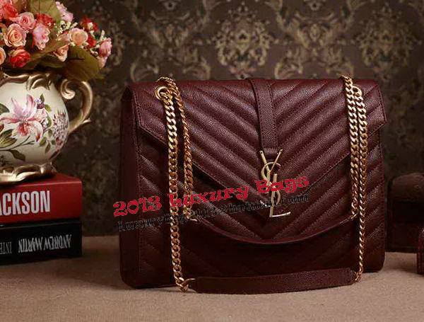 Saint Laurent Classic Monogramme Cannage Pattern Flap Bag Y5480 Burgundy