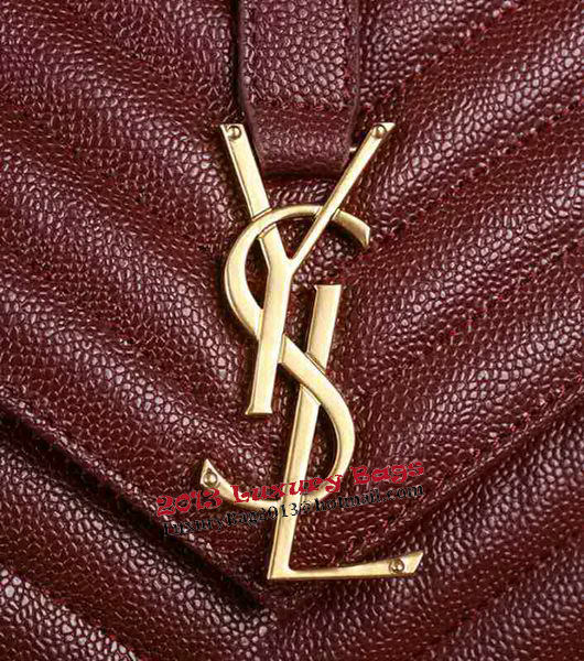 Saint Laurent Classic Monogramme Cannage Pattern Flap Bag Y5480 Burgundy