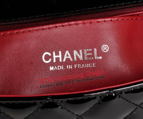 Chanel mini Classic Flap Bag Black Patent Leather 1117 Silver