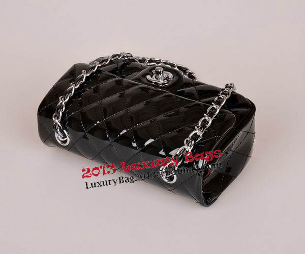 Chanel mini Classic Flap Bag Black Patent Leather 1117 Silver