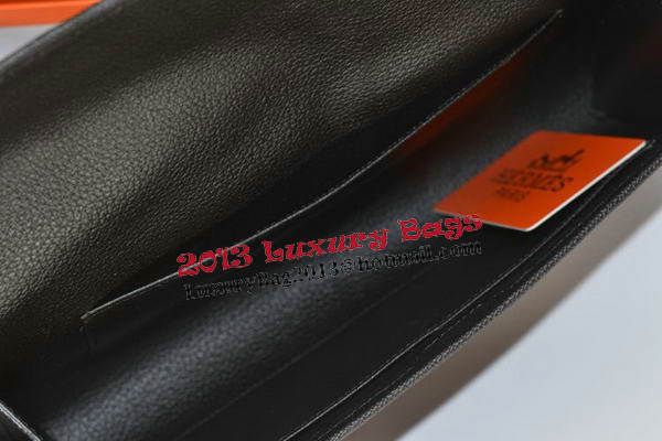 Hermes Jige Clutch Bag Calfskin Leather Black