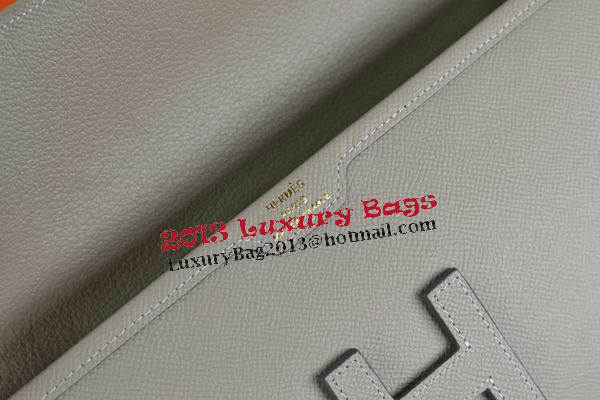 Hermes Jige Clutch Bag Calfskin Leather Grey