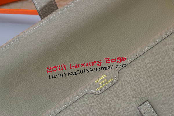 Hermes Jige Clutch Bag Calfskin Leather Grey