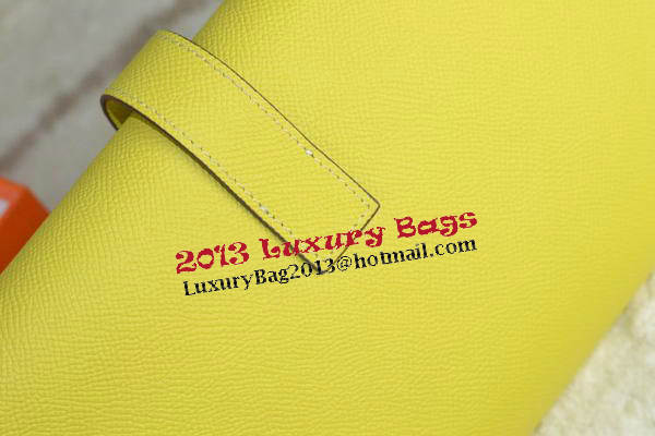 Hermes Jige Clutch Bag Calfskin Leather Lemon