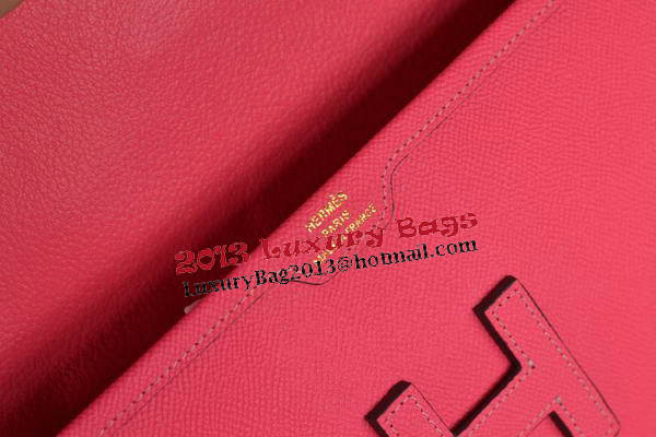 Hermes Jige Clutch Bag Calfskin Leather Light Red