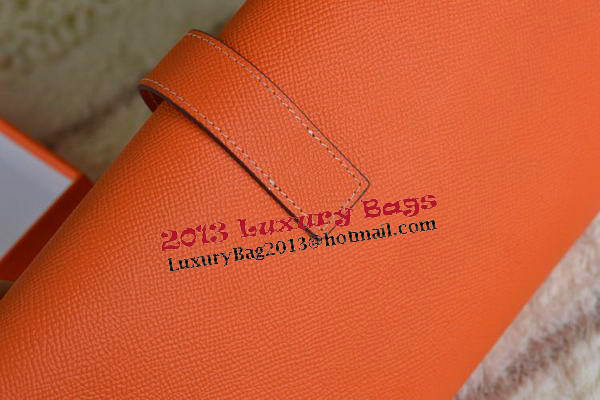 Hermes Jige Clutch Bag Calfskin Leather Orange