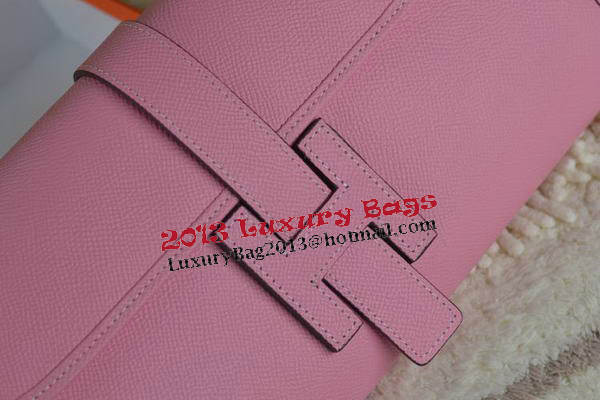 Hermes Jige Clutch Bag Calfskin Leather Pink