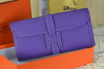 Hermes Jige Clutch Bag Calfskin Leather Purple