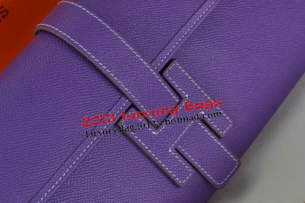 Hermes Jige Clutch Bag Calfskin Leather Purple