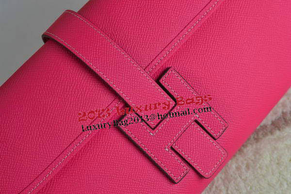 Hermes Jige Clutch Bag Calfskin Leather Rose