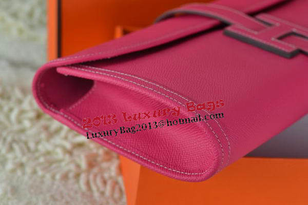 Hermes Jige Clutch Bag Calfskin Leather Rose