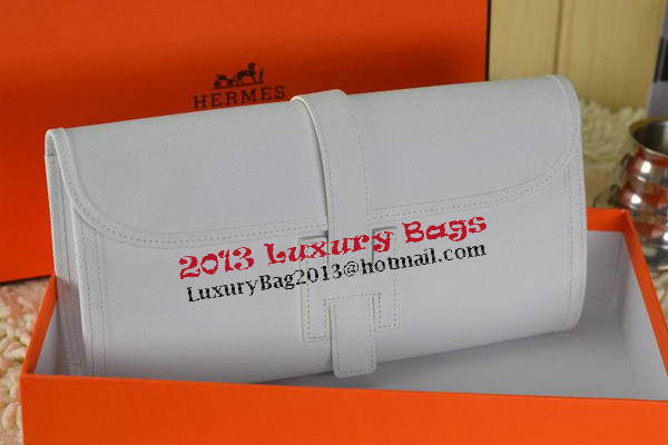 Hermes Jige Clutch Bag Calfskin Leather White