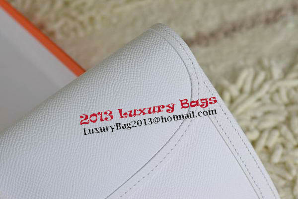 Hermes Jige Clutch Bag Calfskin Leather White