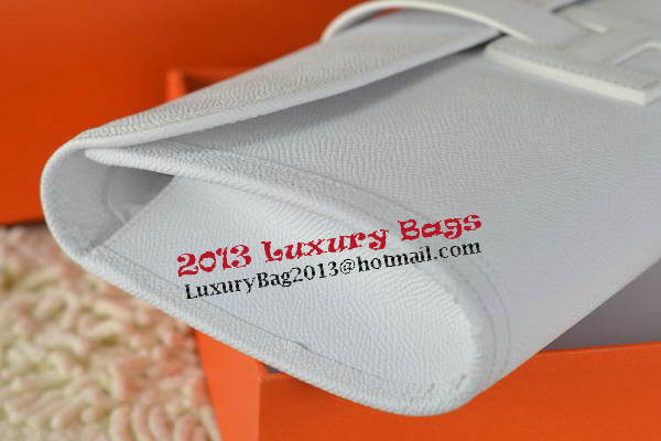 Hermes Jige Clutch Bag Calfskin Leather White