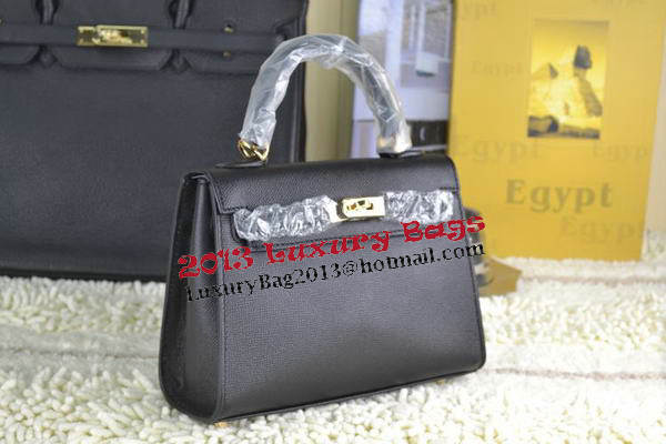 Hermes Kelly 22cm Tote Bag Calfskin Leather Black