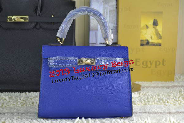 Hermes Kelly 22cm Tote Bag Calfskin Leather Blue