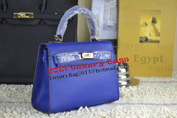 Hermes Kelly 22cm Tote Bag Calfskin Leather Blue