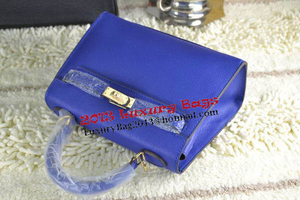 Hermes Kelly 22cm Tote Bag Calfskin Leather Blue